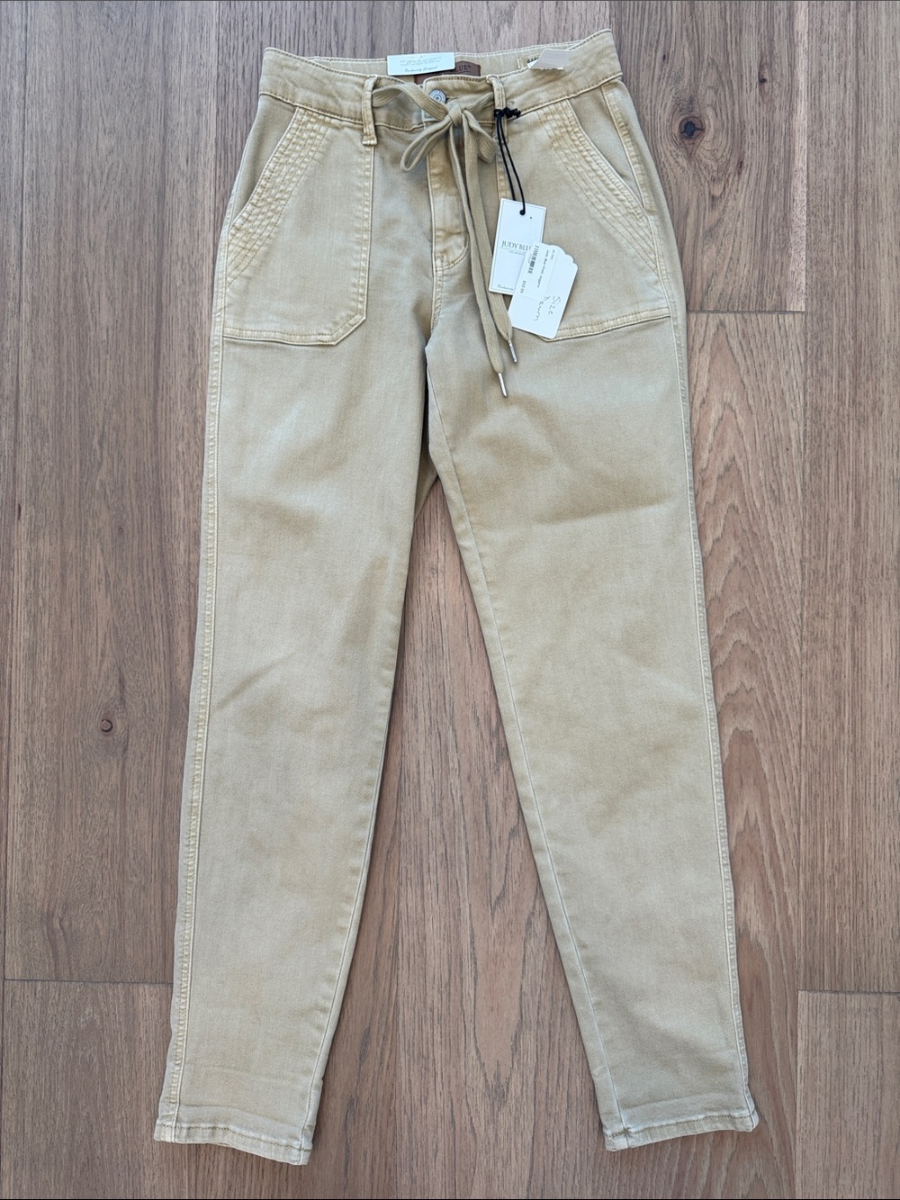 Judy Blue Jogger Denim Jeans High Rise Khaki Slim Fit Cuffed Hem NWT Pockets